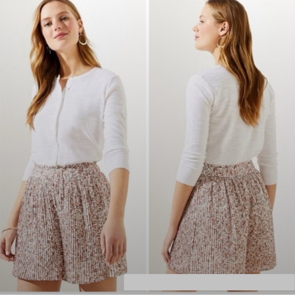 LOFT Multicolor Floral Pleated A-line Shorts